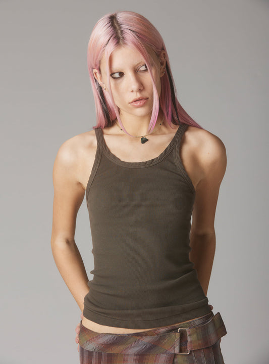 Staple Rib Tank Charcoal Charcoal | UNIF Value