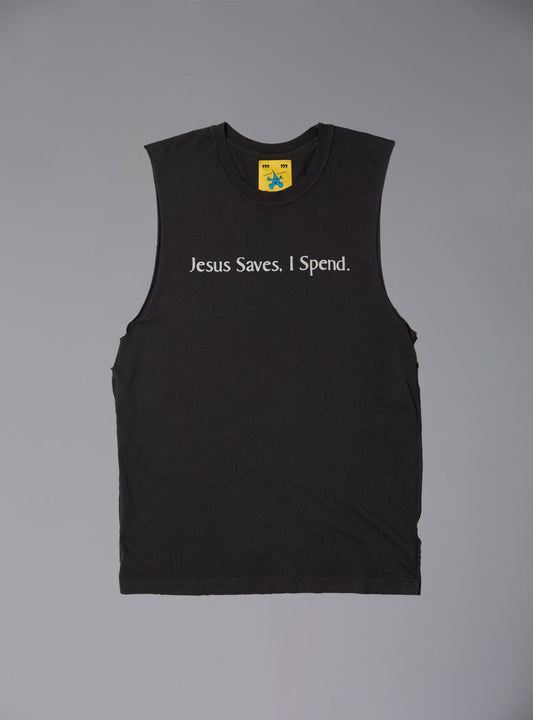 Jesus Saves Tank Vintage Black | UNIF New