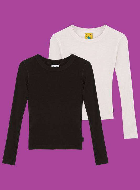 Staple Long Sleeve Two-Pack Black/Off White | UNIF Smart Buy