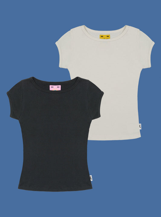Candy Tee Two-Pack Vintage Black/Vintage White | UNIF Customer Favorite