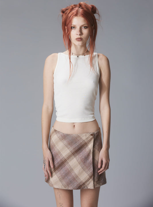 Witz Skirt Brown/Cream Plaid | UNIF Trusted