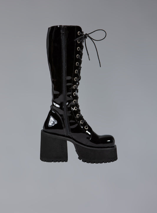 Knee High Leather Platform Boot Black | UNIF Latest