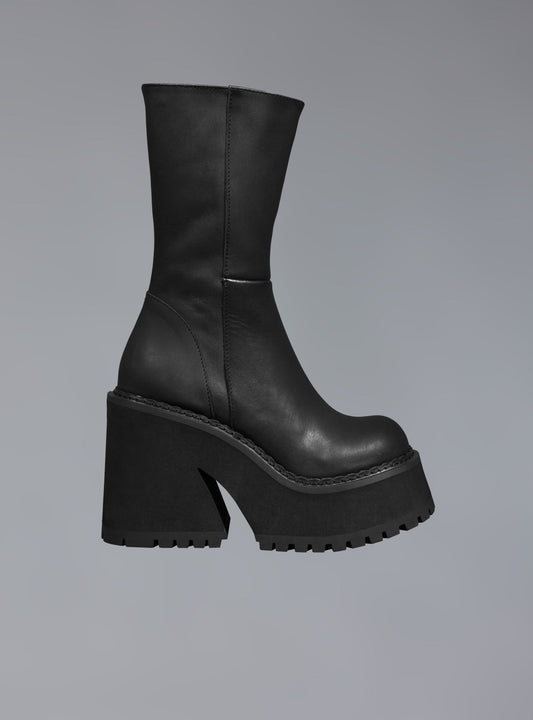 Black Leather Platform Boot Black | UNIF Top Pick