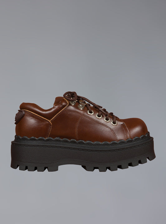 Low Top Leather Chunky Platform Boot in Brown Brown | UNIF Smart Buy