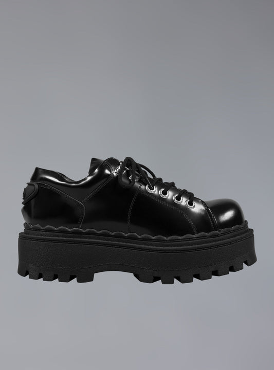 Low Top Leather Chunky Platform Boot in Black | UNIF Premium