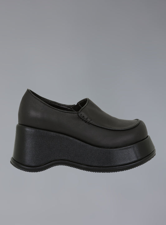 Square Toe Stacked Platform Shoe Black | UNIF Latest