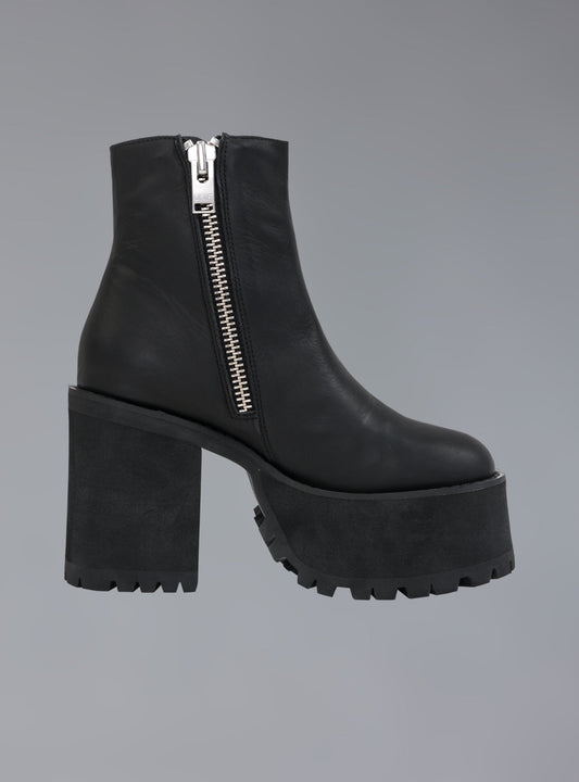 Platform Leather Ankle Boot With Heel Black | UNIF Customer Favorite