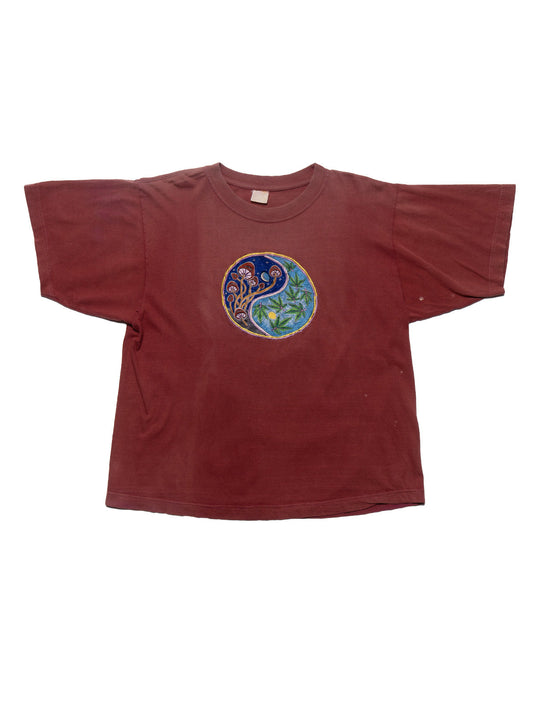 Vintage Yin Yang Mushroom Marijuana Tee Brown | UNIF Value