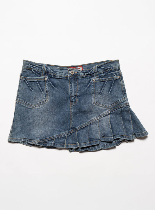 Vintage Vanilla Star Denim Pleated Mini Skirt Blue | UNIF Quality