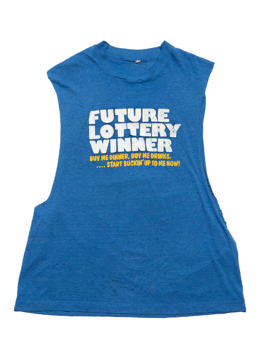 Vintage Future Lottery Winner Sleeveless Tee Blue | UNIF Value