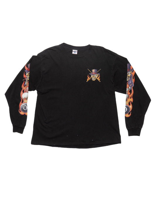Vintage Skeleton 8 Ball Long Sleeve Tee Black | UNIF Latest