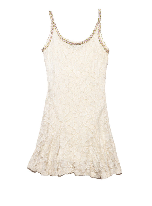 Vintage Betsy Johnson Cream Lace Mini Dress Beige | UNIF Premium
