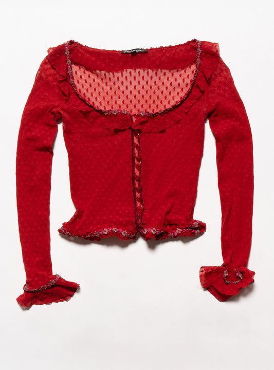 Vintage Betsy Johnson Red Mesh Scoop Neck Top Red | UNIF Top Pick