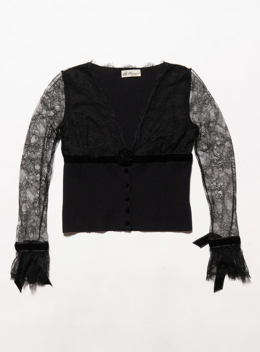 Vintage Blumarine lace Rose Sweater Black | UNIF Quality