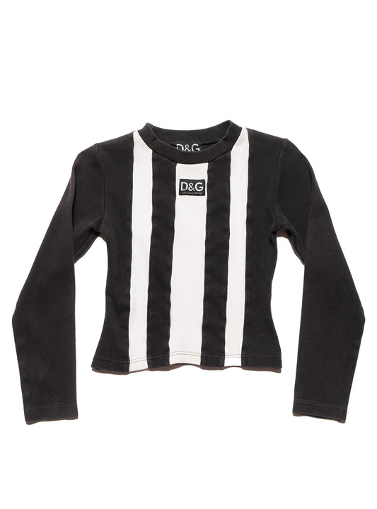 Vintage D&G & Striped Longsleeve Top Black / White | UNIF Top Pick