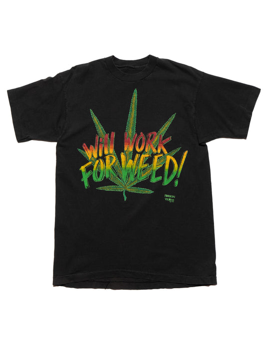 Vintage Will Work For Weed Tee Black | UNIF Value